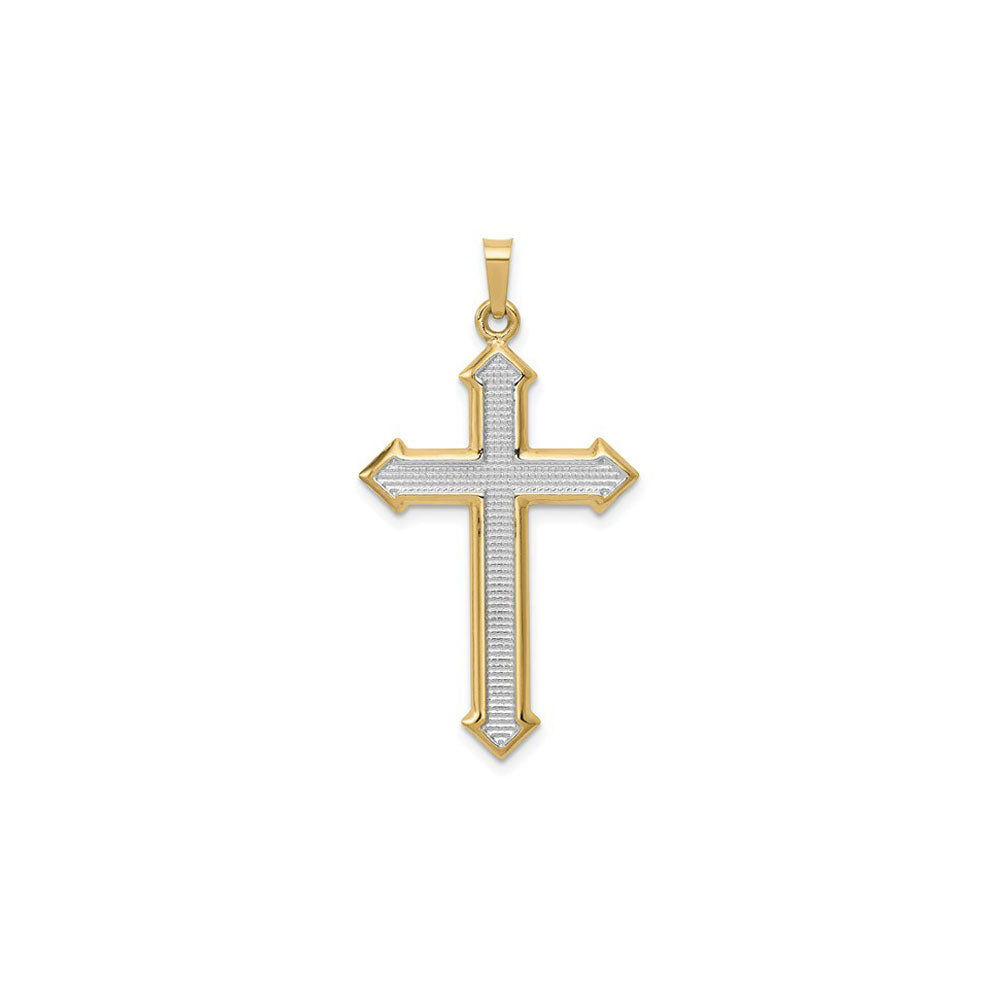 Textured Passion Cross Pendant (14K) front - Popular Jewelry - New York