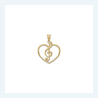Treble Clef Music Note Heart Pendant (14K) front - Popular Jewelry - New York