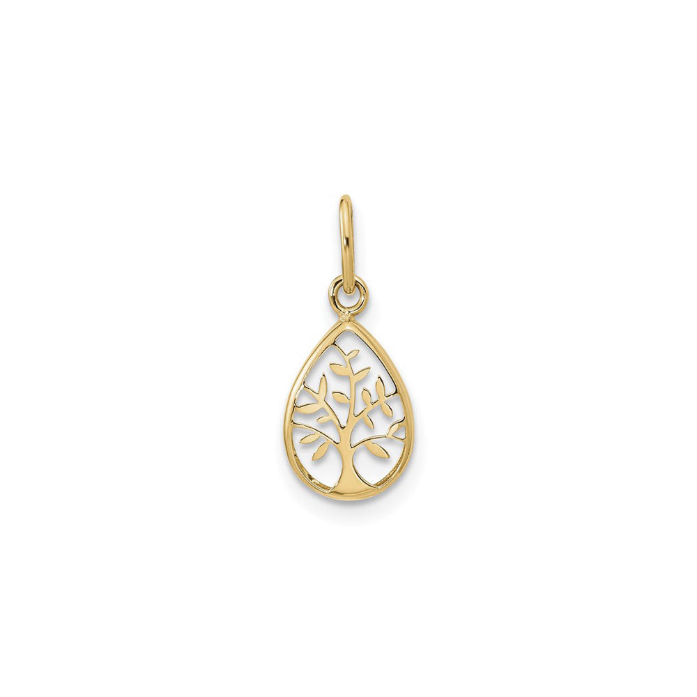 Tree of Life Teardrop Frame Pendant (14K) front - Popular Jewelry - New York