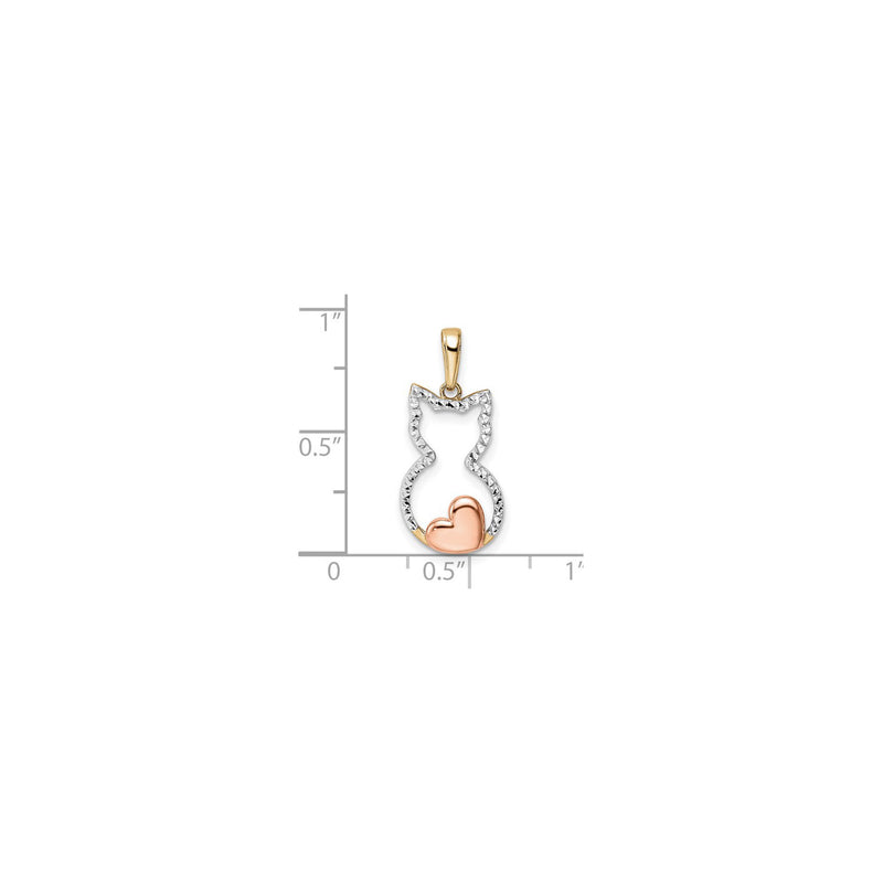 Tri-color Outline Cat Pendant (14K) scale - Popular Jewelry - New York