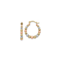 Tricolor Beaded Creole Hoop Earrings (14K) main - Popular Jewelry - New York