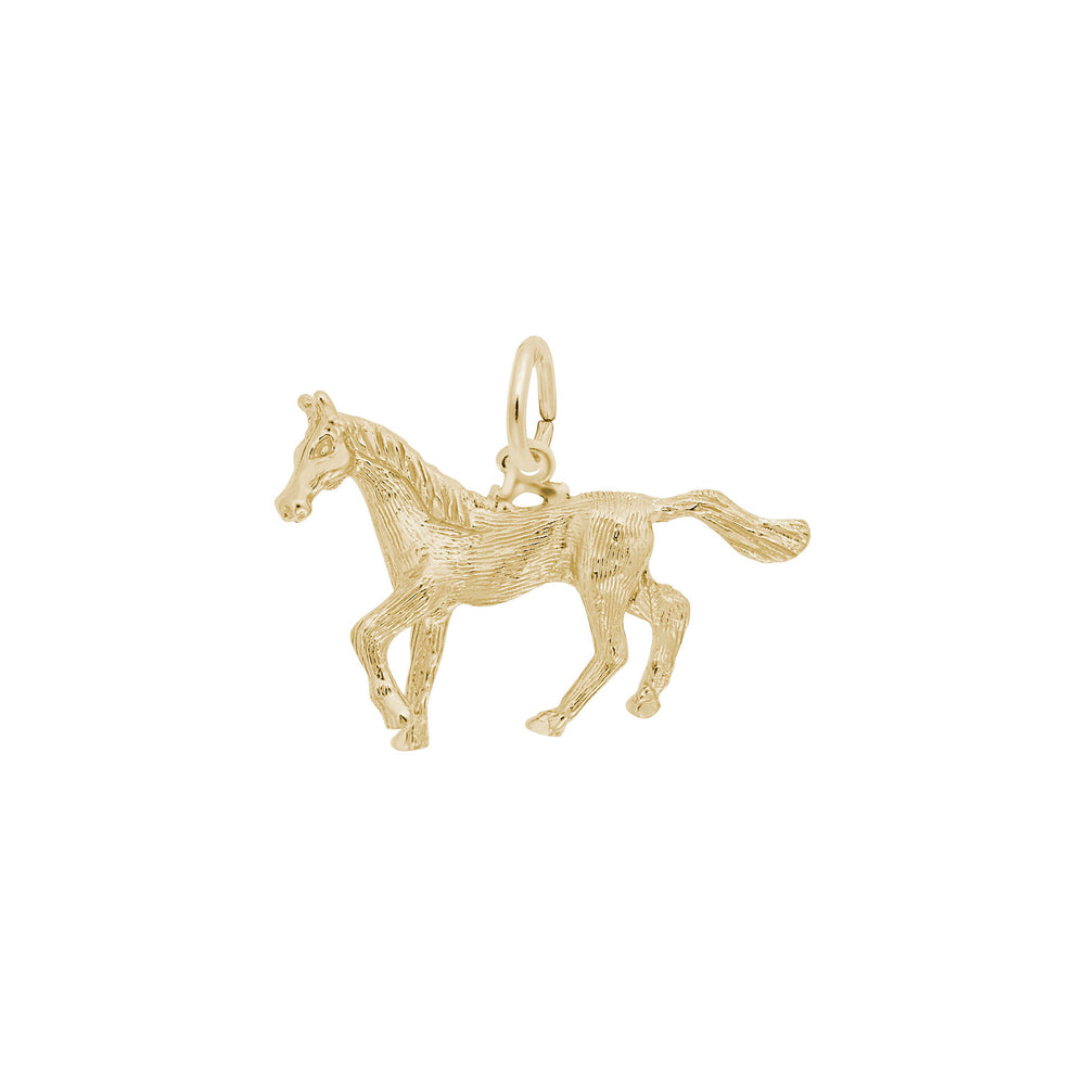 Trotting Horse Pendant yellow (14K) main - Popular Jewelry - New York