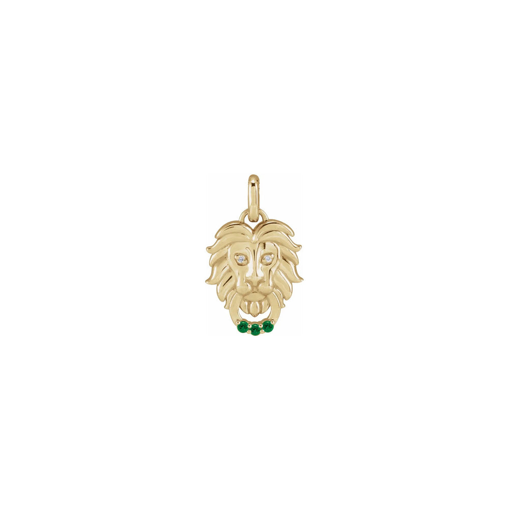 Tsavorite Garnet and Diamond Lion Head Pendant (14K) Popular Jewelry - New York