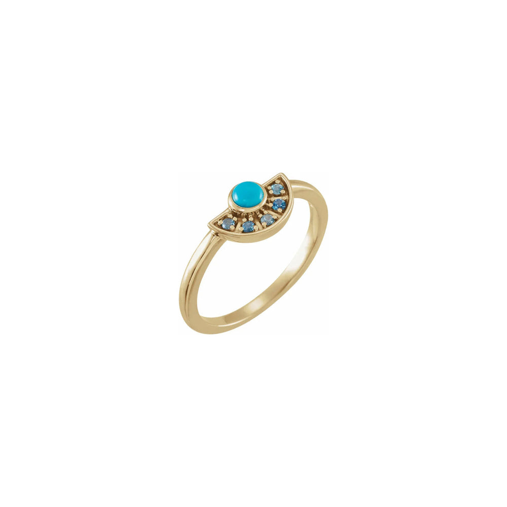 Turquoise and Aquamarine Fan Ring yellow (14K) main - Popular Jewelry - New York