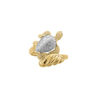 Turtle and Tidal Wave Ring (14K) front - Popular Jewelry - ニューヨーク