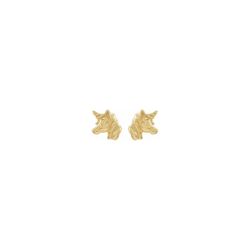 Unicorn Head Stud Earrings yellow (14K) front - Popular Jewelry - New York