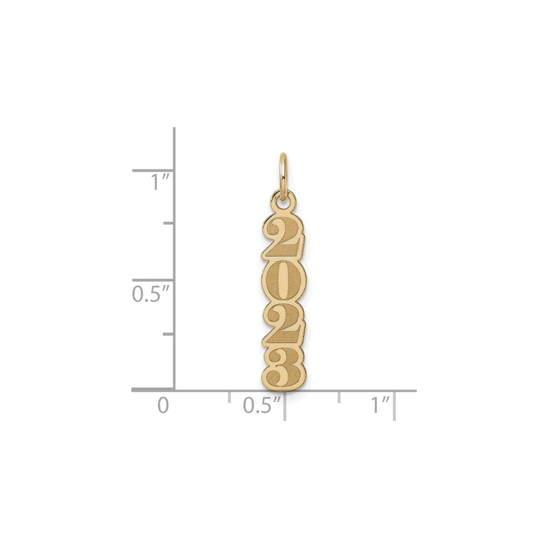 Vertical 2023 Satin Finish Pendant (14K) scale - Popular Jewelry - New York