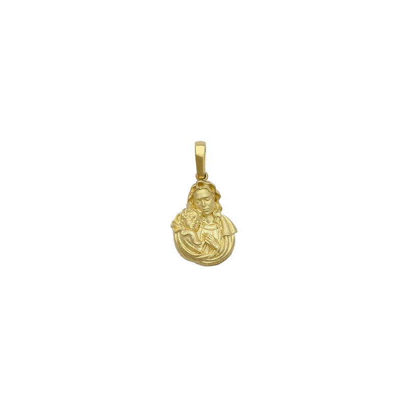 Virgin Mary and Baby Jesus Matte Pendant small (14K) front - Popular Jewelry - New York