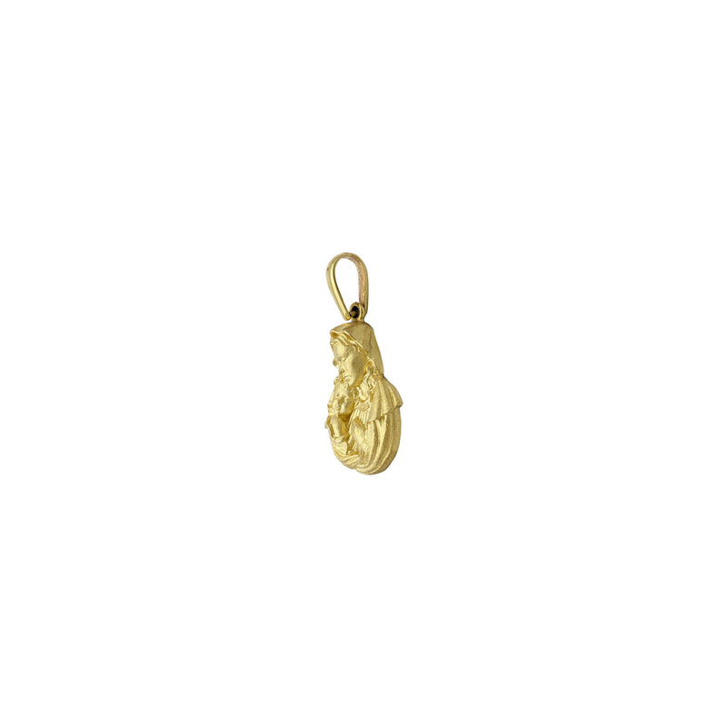 Virgin Mary and Baby Jesus Matte Pendant small (14K) side - Popular Jewelry - New York