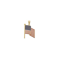 Waving American Flag Enamel Pendant (14K) front - Popular Jewelry - Nova York