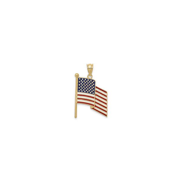 Waving American Flag Enamel Pendant (14K) front - Popular Jewelry - New York