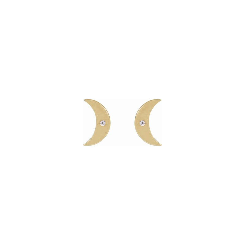 White Diamond Crescent Moon Stud Earrings (14K) front - Popular Jewelry - New York