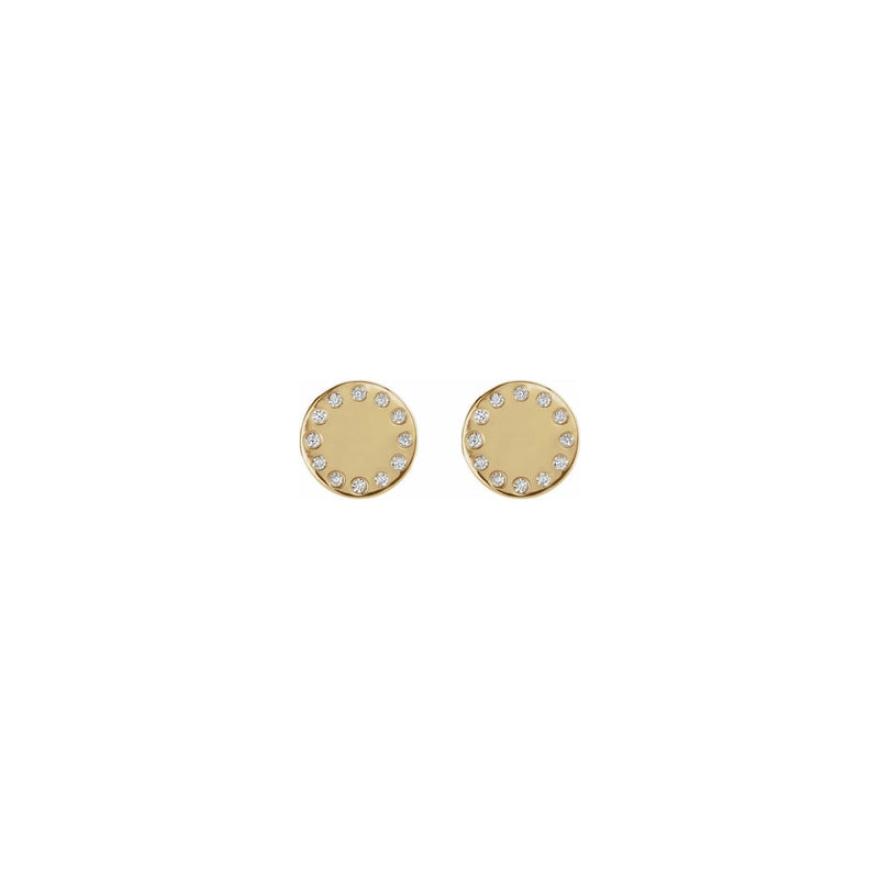 White Diamond Full Moon Stud Earrings (14K) front - Popular Jewelry - New York