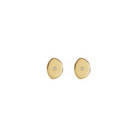 White Diamond Gibbous Moon Stud Earrings (14K) front - Popular Jewelry - New York