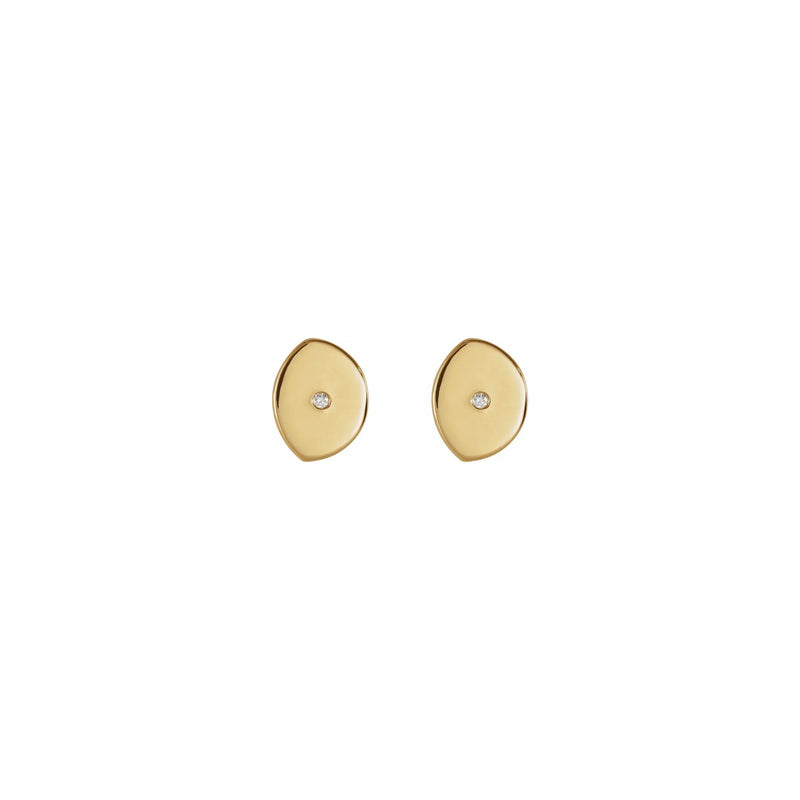 White Diamond Gibbous Moon Stud Earrings (14K) front - Popular Jewelry - New York