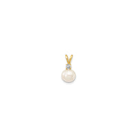 White Freshwater Cultured Pearl Diamond Pendant (14K) front - Popular Jewelry - New York