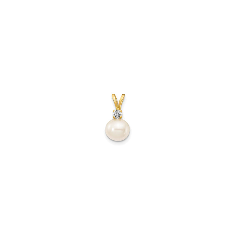 White Freshwater Cultured Pearl Diamond Pendant (14K) front - Popular Jewelry - New York