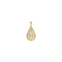 Farin Ruwan Ruwa Mai Al'ada Lu'u-lu'u Na Hannun Teardrop Pendant (14K) gaba - Popular Jewelry - New York