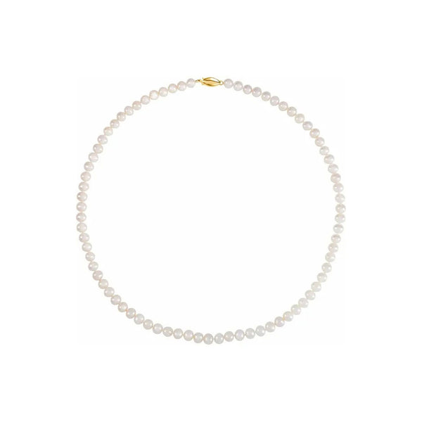 White Freshwater Pearl Necklace (14K) 18 - Popular Jewelry - New York
