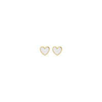 White Heart Enamel Stud Earrings yellow (14K) front - Popular Jewelry - New York