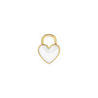 White Heart Enameled Pendant yellow (14K) front - Popular Jewelry - Nova York