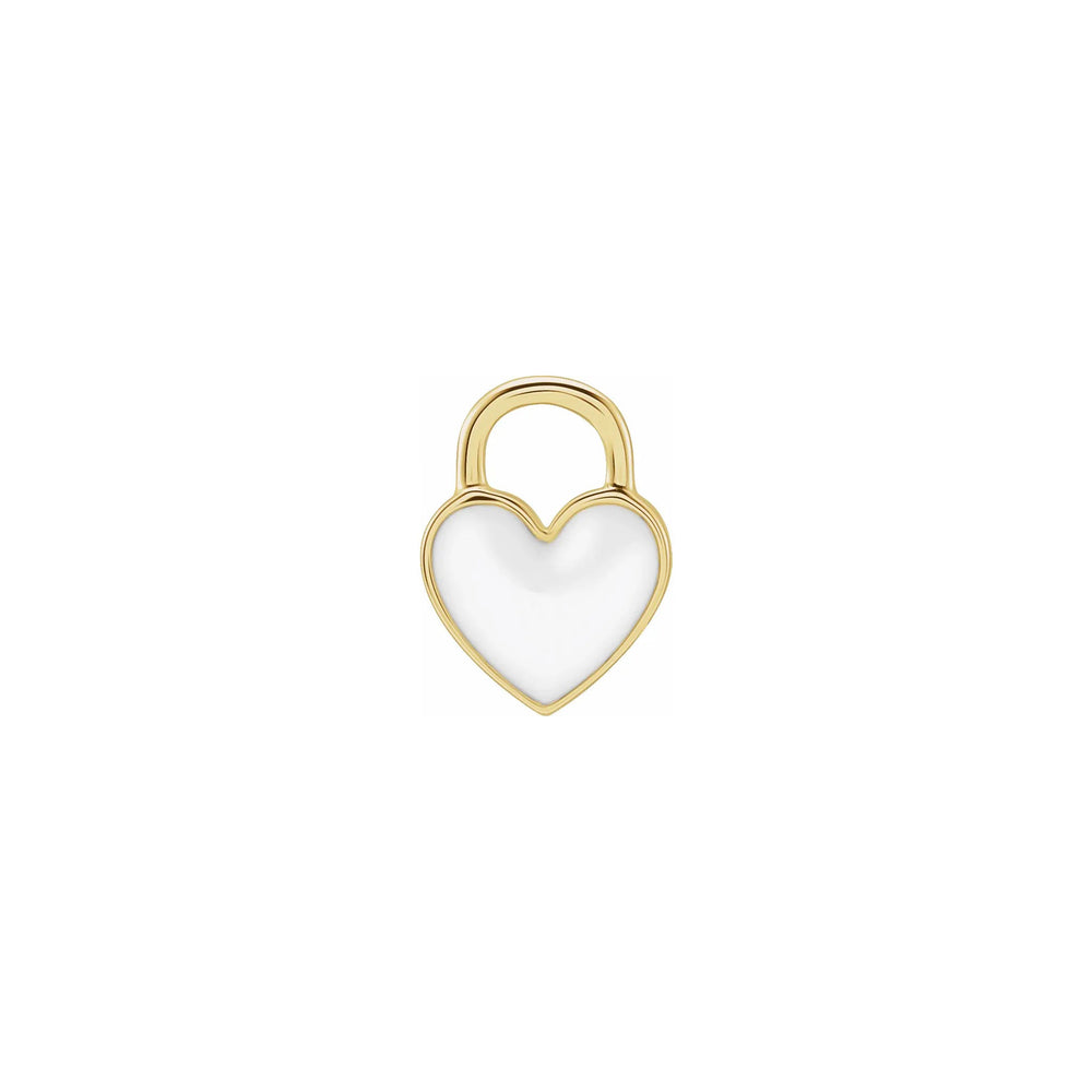 White Heart Enameled Pendant yellow (14K) front - Popular Jewelry - New York