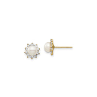 White Pearl CZ Halo Stud Fülbevaló (14K) fő - Popular Jewelry - New York