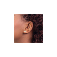 White Pearl CZ Halo Stud Earrings (14K) előnézet - Popular Jewelry - New York