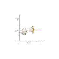 White Pearl CZ Halo Stud Earrings (14K) scale - Popular Jewelry - New York