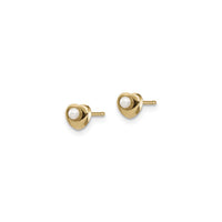 White Pearl Heart Button Friction Stud Earrings (14K) side - Popular Jewelry - New York