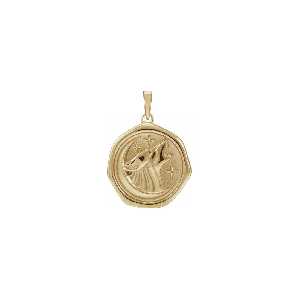 Wolf Spirit Animal Pendant (14K) front - Popular Jewelry - New York