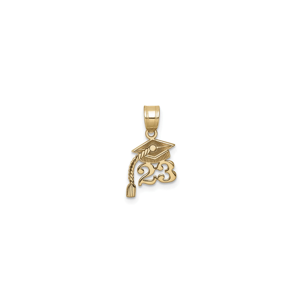Year 23 Graduation Cap with Dangling Tassle Pendant (14K) front - Popular Jewelry - New York