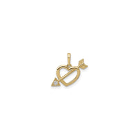 Zirconia Arrow Struck Heart Pendant (14K) front - Popular Jewelry - New York