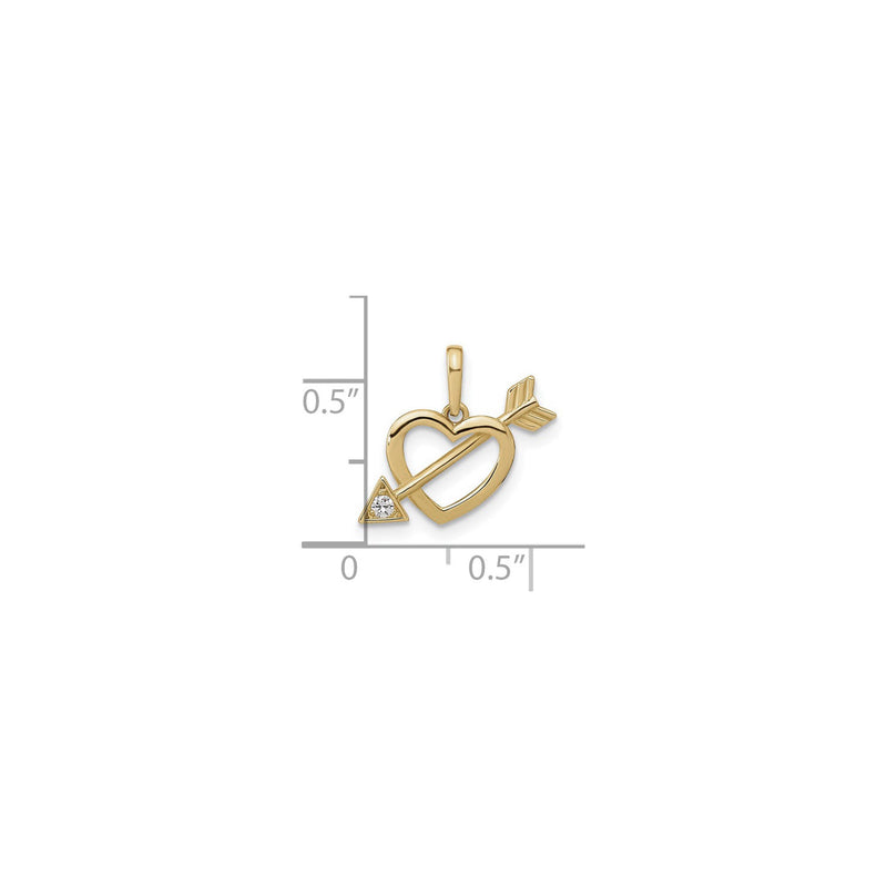 Zirconia Arrow Struck Heart Pendant (14K) scale - Popular Jewelry - New York