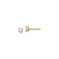 Zirconia Heart Solitaire Stud Earrings (14K) main - Popular Jewelry - New York