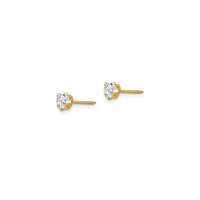Zirconia Heart Solitaire Stud Earrings (14K) side - Popular Jewelry - New York