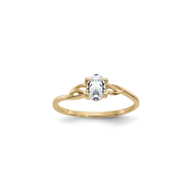 Oval White Topaz Solitaire Ring (14K) main - Popular Jewelry - New York