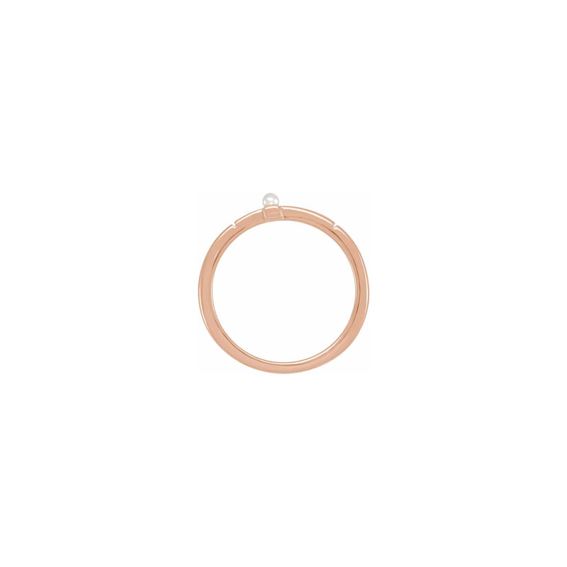 Akoya Pearl Sideways Cross Ring rose (14K) setting - Popular Jewelry - New York
