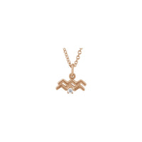 Collana con solitario di diamanti con segno zodiacale dell'Acquario rosa (14K) davanti - Popular Jewelry - New York