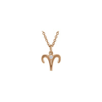 Aries Zodiac Sign Diamond Solitaire Necklace (Mawar 14K) depan - Popular Jewelry - New York