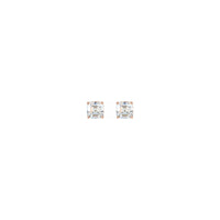 Asscher Cut Diamond Solitaire (1/3 CTW) Friction Back Stud Earrings rose (14K) front - Popular Jewelry - New York