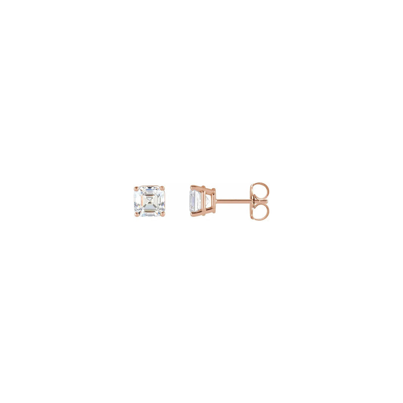 Asscher Cut Diamond Solitaire (1/3 CTW) Friction Back Stud Earrings rose (14K) main - Popular Jewelry - New York