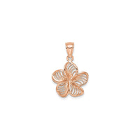 Beaded Pink Plumeria Flower Pendant (14K) front - Popular Jewelry - New York