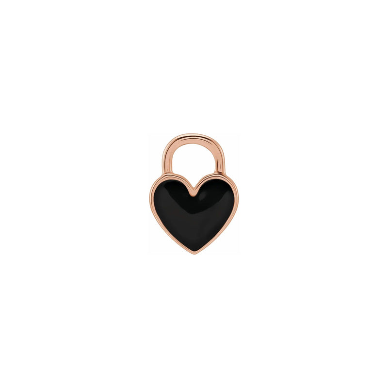 Black Heart Enameled Pendant rose (14K) front - Popular Jewelry - New York