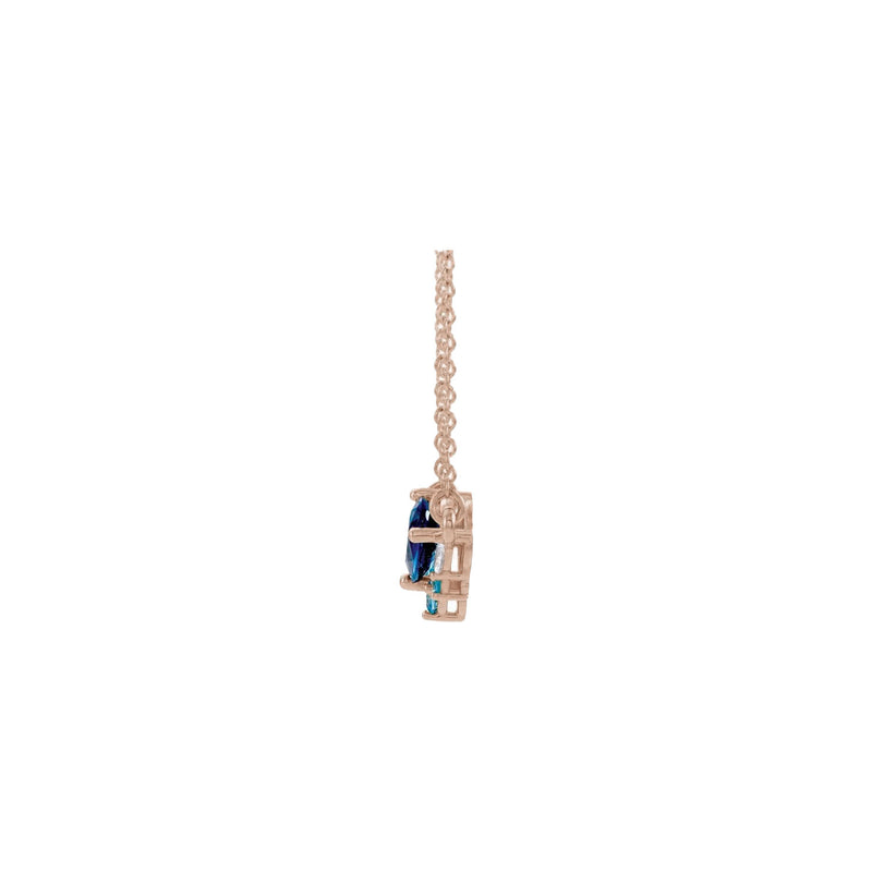 Blue Multi-Gemstone Cluster Necklace rose (14K) side - Popular Jewelry - New York