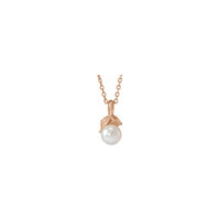 Kultivovaný biely perlový kvetinový náhrdelník Akoya vpredu (14K) - Popular Jewelry - New York