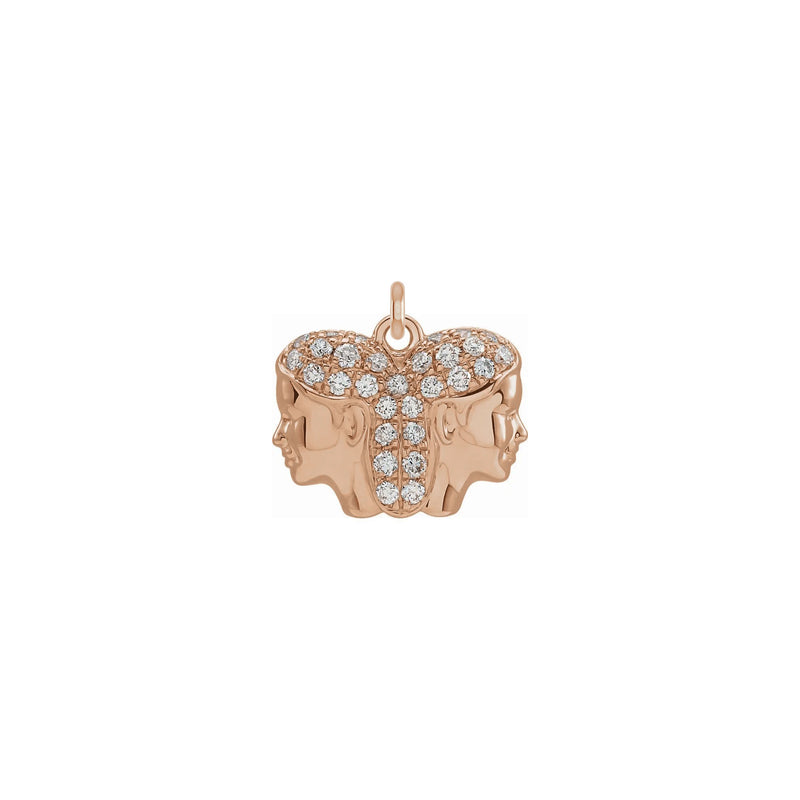 Diamond Gemini Zodiac Pendant rose (14K) front - Popular Jewelry - New York