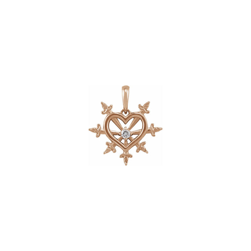 Diamond Our Lady of Sorrows Heart Pendant (rose 14K) front - Popular Jewelry - New York