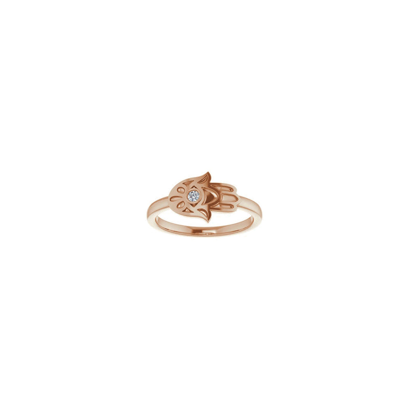 Diamond Sideways Hamsa Ring rose (14K) front - Popular Jewelry - New York