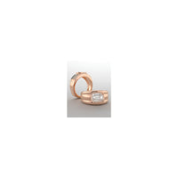Емералд исечен кубен цирконски прстен со рамка роза (14K) преглед - Popular Jewelry - Њујорк